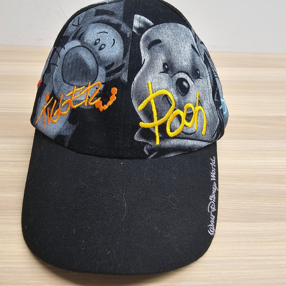 Winnie Pooh Strapback Hat Cap Adult Black Tigger Piglet Rabbit WALT DISNEY World